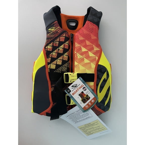 Small Stearns Life Jacket Boating Wakeboard Ski Vest Orange Fits XS & Youth XL