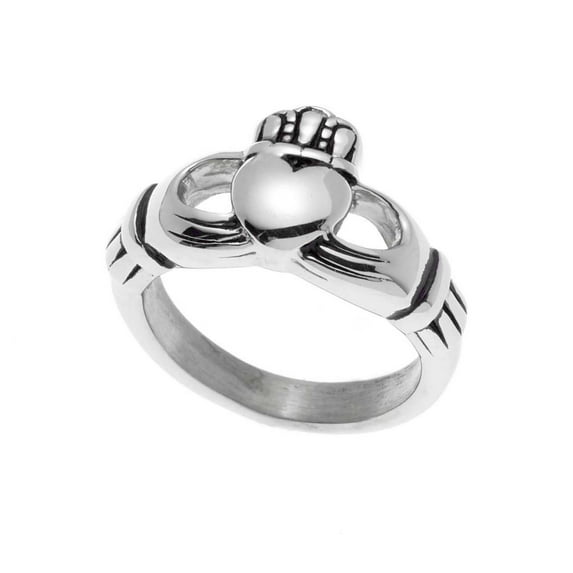 Small Steel Stainless Celtic Claddagh Friendship Love Loyalty Ring size 5