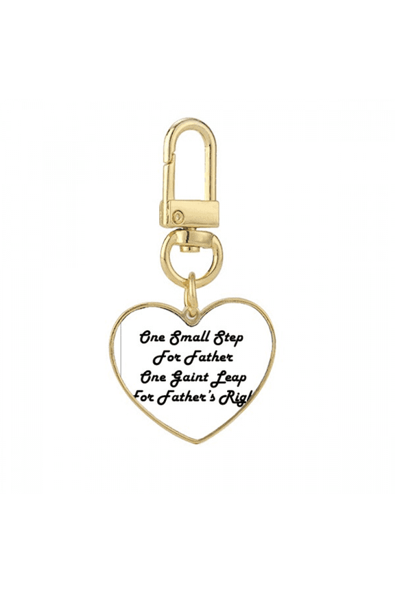 Small Step Giant Festival Quote Gold Heart Keychain Metal Keyring Holder