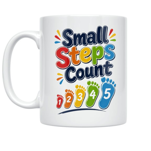 Small Steps Count Footprints Design - Wellness Enthusiast - 11 oz Ceramic Coffee Mug