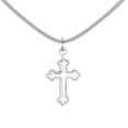 thumbnail image 1 of Small and Dainty Sterling Silver Cross Charm Stainless Steel Snake Chain Necklace, 16 Inch, 1 of 5