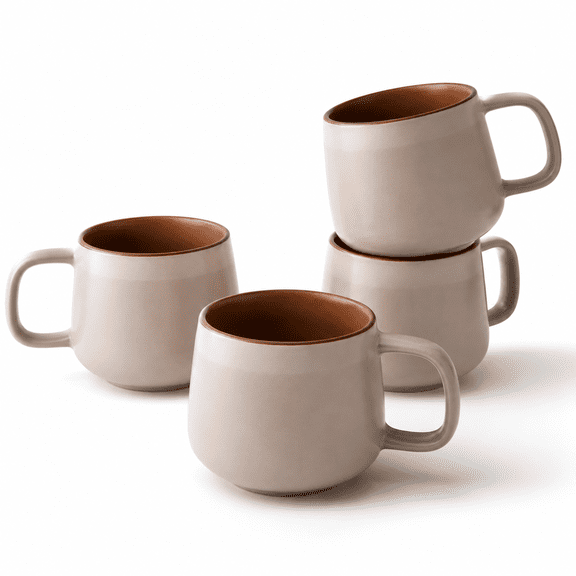 Small Stoneware Ceramic Coffee Mugs Set Of 4-6 Oz - Rose Sand