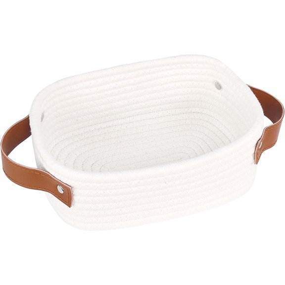 Small Storage Basket, Mini Rope Woven Baskets, Cute Shelf Closet Storage Organizer, Boho Decorative Toy Bin for Nursery, Living Room, Spa, Empty Gift Baskets - XS, White