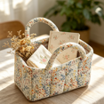thumbnail image 1 of Small Storage Basket Organizer, Mini Fabric Floral Storage Baskets with Handle,Storage Bins for Toys, Books, Towels, and Clothes, 1 of 5