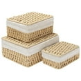 thumbnail image 1 of Small Storage Baskets with Lid, Kvago Set of 3 Size Storage Box, Paper Rope Storage Bin with Removable Liner and Metal Frame for Toys Cosmetics Bedroom Closet Desk Organizer (Beige), 1 of 9