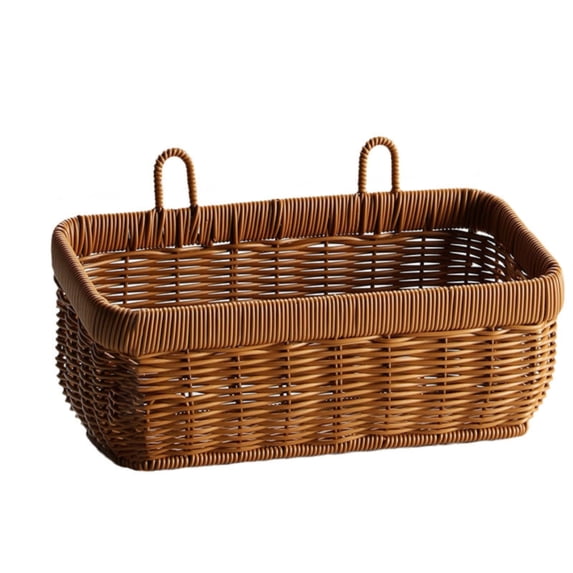 Small Storage Baskets for Organizing,Woven Wall Hanging Basket,Boho Style Hand-Woven Hanging Storage Baskets,Cube Decorative Box Ideal for Kitchen,Garden and Living Room,2 Sizes(Brown)
