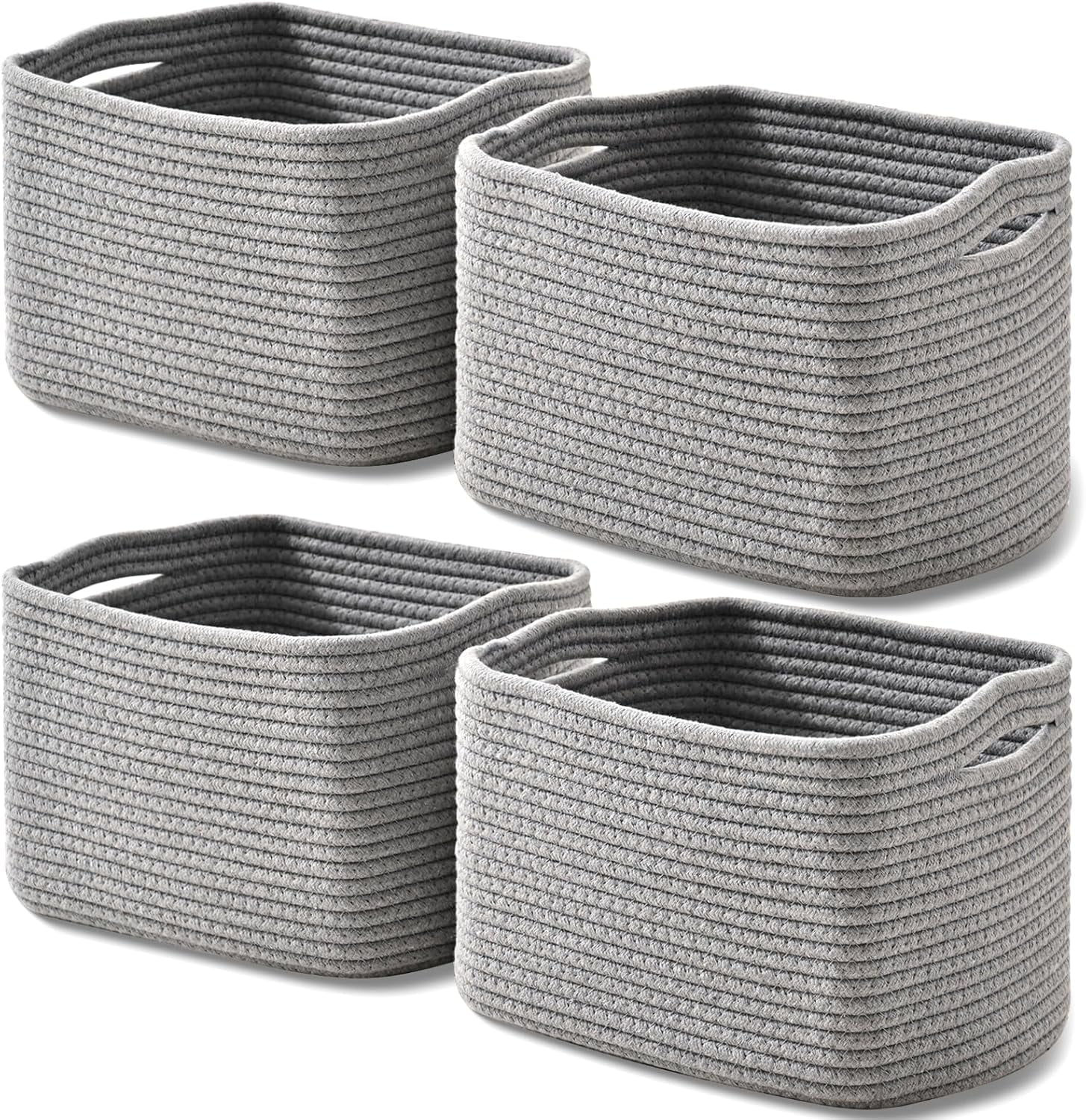Small Storage Baskets for Shelves Organizing, Woven Cotton Rope Baskets