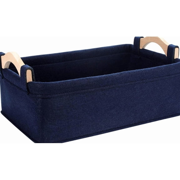 Small Storage Baskets with Little Felt Soft Fabric Basket Navy Blue