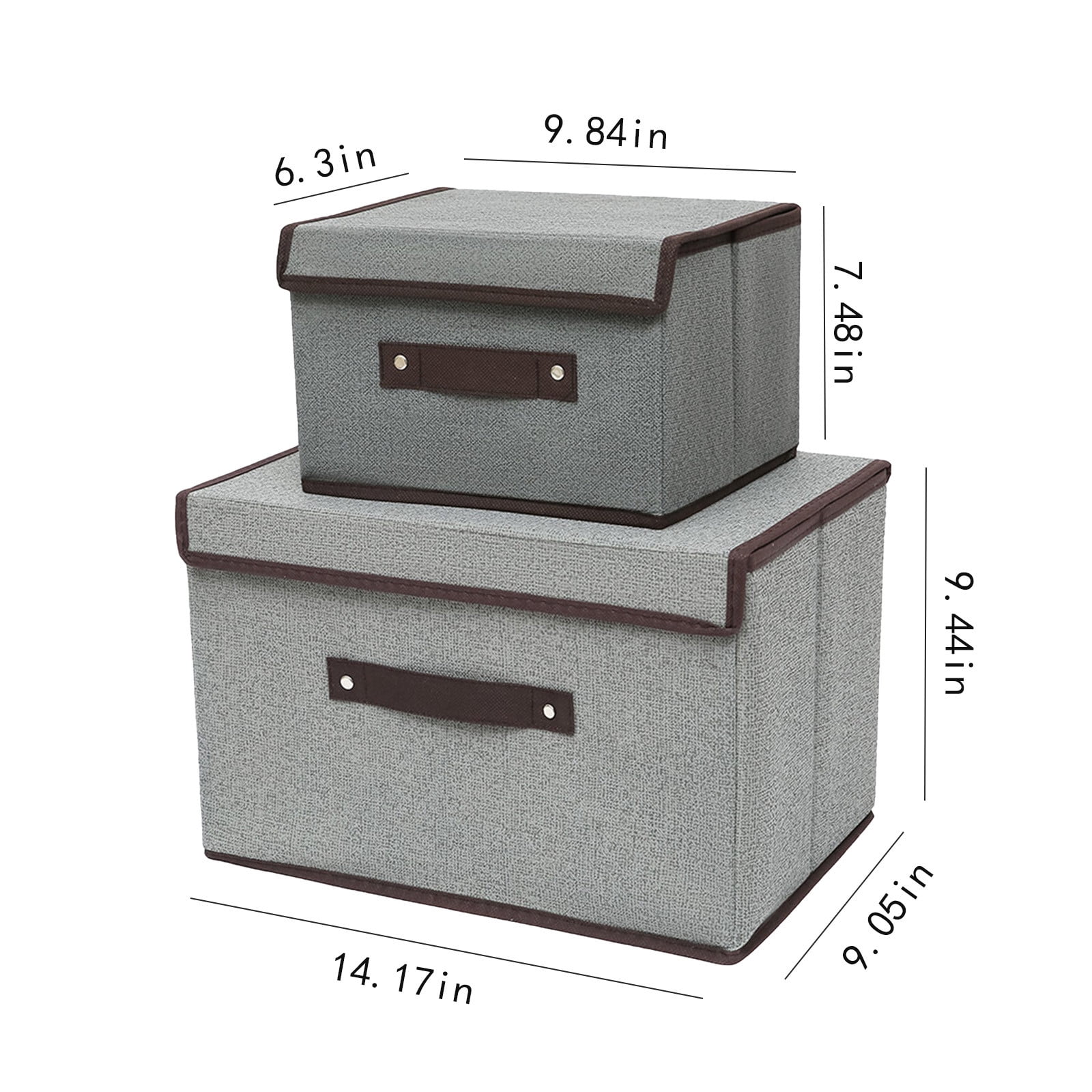 Small Storage Bins with Lids 2 Pack Linen Collapsible Cube Storage ...