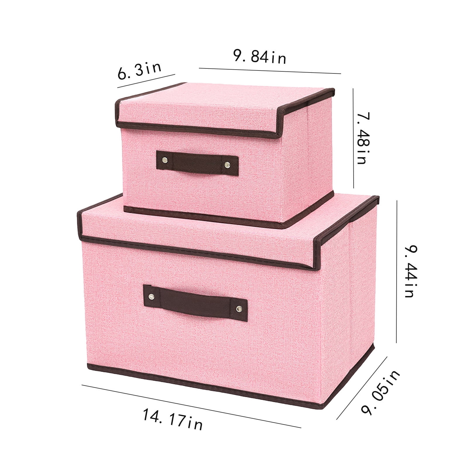 Small Storage Bins with Lids 2 Pack Linen Collapsible Cube Storage ...