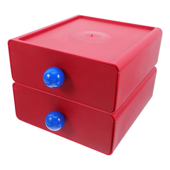 Small Storage Box Multifunctional Organizer For Office Desk And Home Accessories Red Plastic 2Set