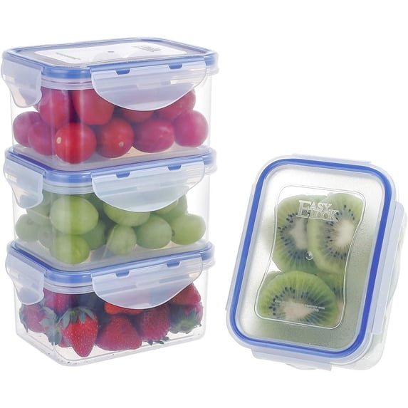 Small Storage Containers, Rectangle, 4-Sided Locking Airtight , Plastic ...
