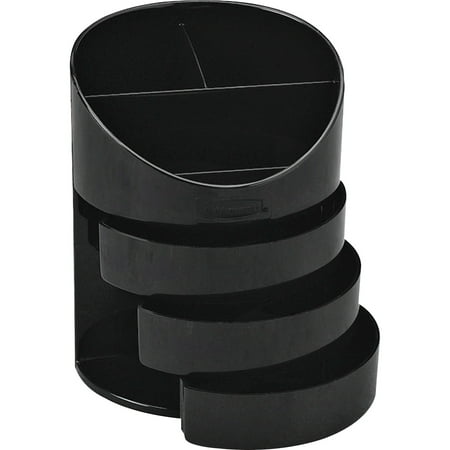 Small Storage Divided Pencil Cup Plastic, 4 1/2 dia. x 5 11/16, Black