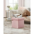 thumbnail image 1 of SONGMICS Small Storage Ottoman Foot Rest, 15 x 15 x 15 Inches, 660 lb Load Capacity, for Living Room, Bedroom, Dorm, Jelly Pink, 1 of 5
