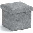 thumbnail image 1 of Small Storage Ottoman with Storage Small Foot Rest Stool Under Desk Stool Short Folding Footrest Linen Cloth Light Gray 12X12X12IN, 1 of 8