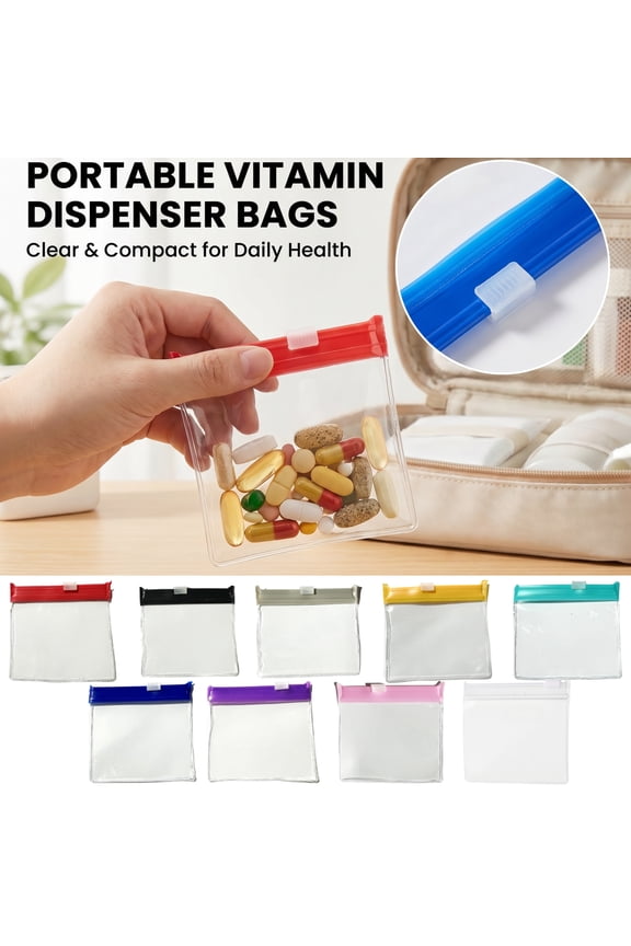 Small Storage Pouch, Small Clear Pouch, Clear Small Bag, Small Waterproof Bag, 3X3 Inch Yellow Seal Zippered Clear Pill Pouch Portable Vitamin Supplement Organizer Mini Toiletry