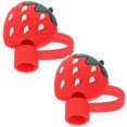thumbnail image 1 of Small Straw Covers Strawberry Shape Silicone Protector for Outdoor Activity 3.40X2.60X1.60CM 2Set, 1 of 4