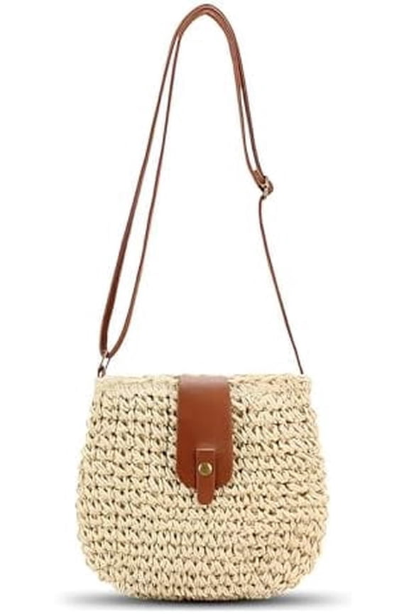 Small Straw Crossbody Bag for Women Boho Handmade Woven Summer Beach Bag Handbags Shoulder Purse for Vacation