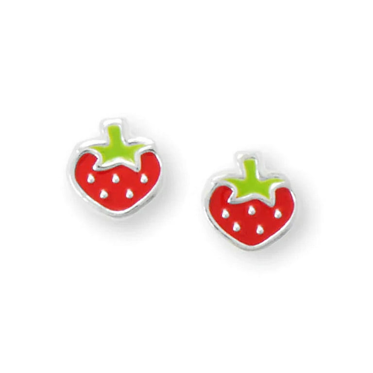 Small Strawberry Stud Earrings Sterling Silver Small Strawberry Stud Earrings Sterling Silver
