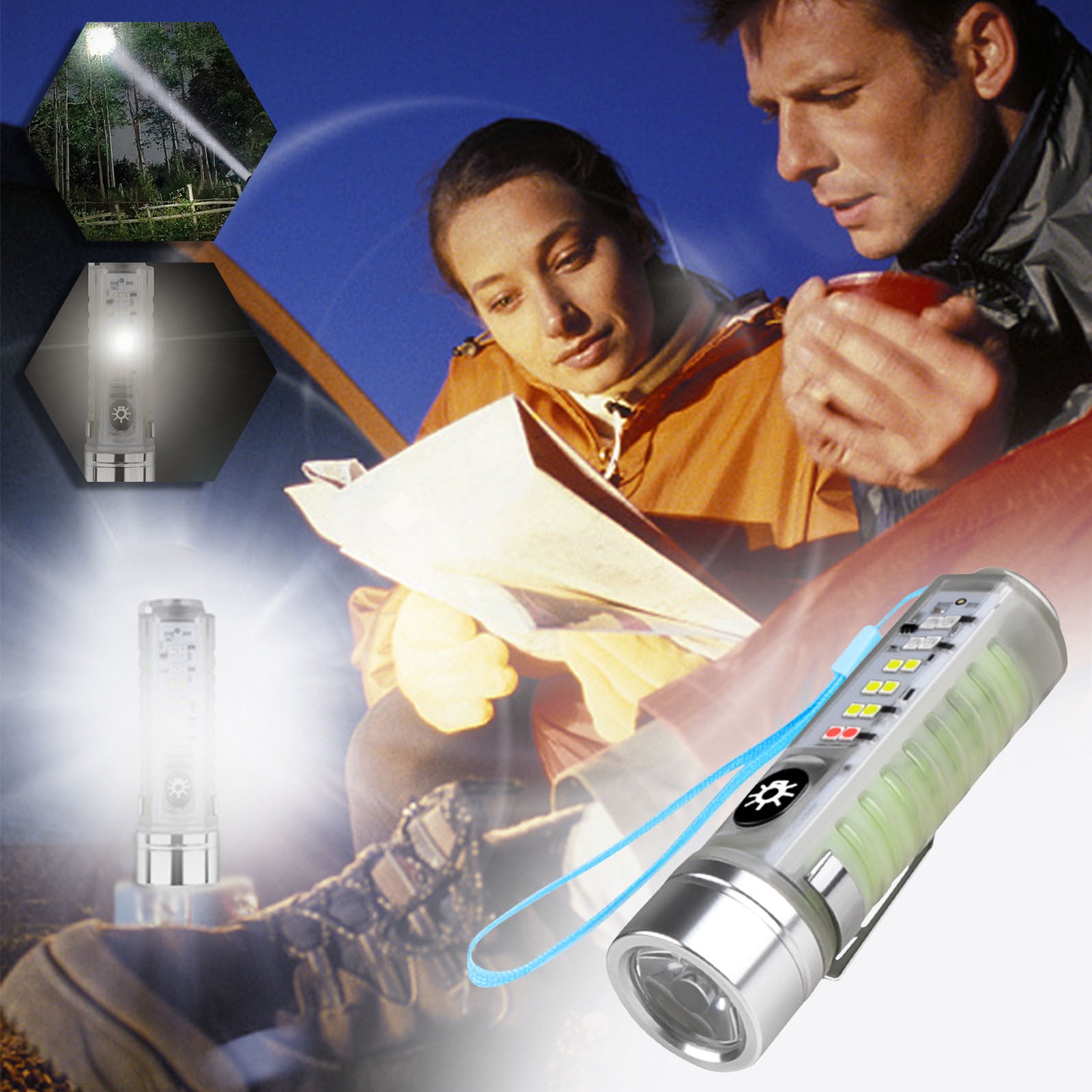 Small Strong Flashlight, Metal Clip Design, 4 LED Bulbs, Fixed Focus ...