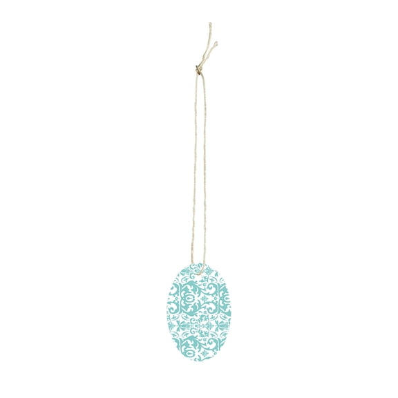 Small Strung Oval Aqua Damask Tags (1H x 1W) - Pack of 500