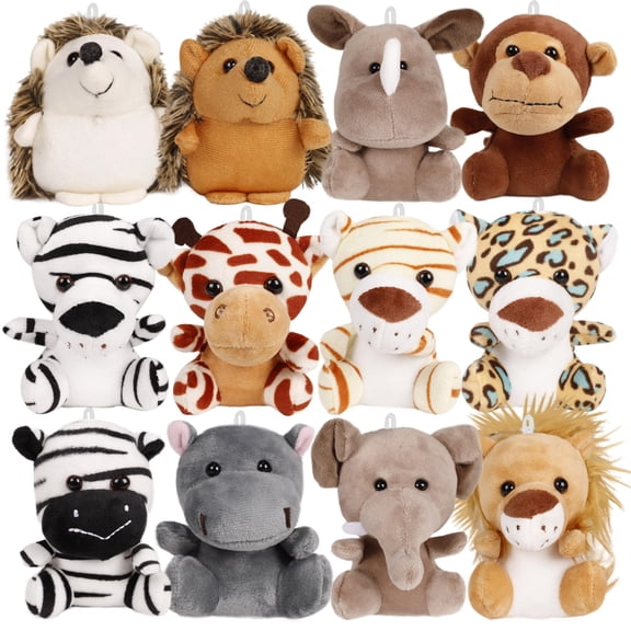 Small Stuffed Animals Bulk, 12 Pack 4.5 Inch Mini Plush Toys, Treasure Box Toys for Classroom, Party Favors for Kids, Plush Keychain, Claw Machine Prizes, for Grandkids