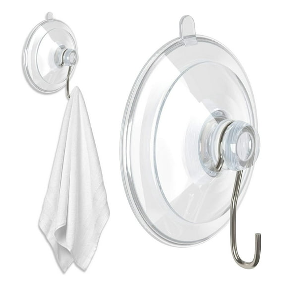 Small Suction Cup Hooks, 6 Pack 1.77 Inches Clear PVC Window Suction Cups with Metal Hooks Removable Small Suction Cups for Shower Bathroom Kitchen Wall Window Glass Door