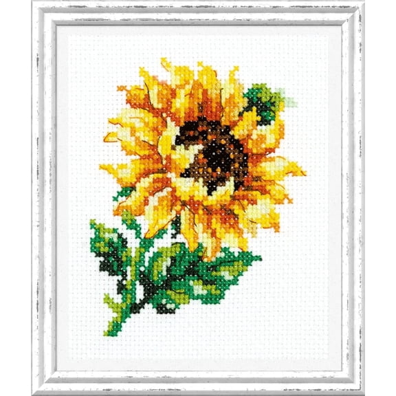 Wizardi Counted Cross-Stitch Kit Small Sunflower 28-04 Magic Needle