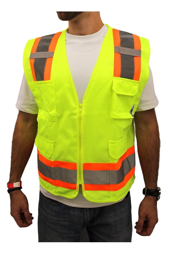 Small Surveyor Lime Two Tones Safety Vest, ANSI/ ISEA 107-2015