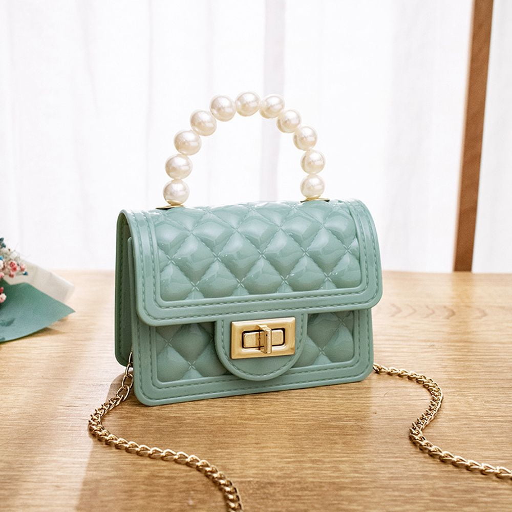Small Sweet Handbag Pearl Candy Color Purse Wallet Lingge Crossbody Bag  Women Shoulder Bags Korean Coin Purse Mini Messenger Bags YELLOW