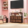 thumbnail image 1 of Small TV Stand, Brown Dresser TV Stand for Bedroom, Entertainment Center for 45 Inch TV with Drawers, Fabric, Adjustable Feet, Living Room, 1 of 8