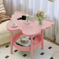 thumbnail image 1 of Small Table,Butterflies 2 Tier End Table,Side Table with Removable Tray,End Table Round Side Table Small Accent Table,Waterproof Small Sofa Coffee Side Tables(Pink Butterfly 19in), 1 of 7