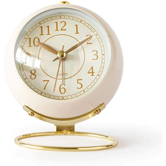 Small Table Clocks, Classic Non-Ticking Tabletop Alarm Clock With Backlight, Battery Operated Desk Astronaut Clock With Hd Glass For Living Room Bedroom Bedside Indoor Decor (White)