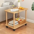 thumbnail image 1 of WETLA Small Table,End Table,Solid Color Wooden Side Table 360 Degree Swivel Easy Assembly Side 2 Tier Open Shelf Sofa Small Tea Coffee Table with Wheels, 1 of 9
