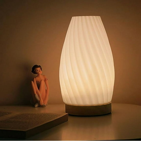 Small Table Lamp - Dimmable Nightstand Light, Perfect for Bedroom, Living Room, Dorm, Home & Office - White Vase Design
