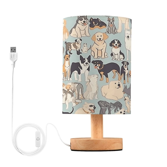 Small Table Lamp LED Bedside Nightstand Lamps with Fabric Shade Decor Desk Lamp for Living Room Bedroom Office All Kinds Of Dogs