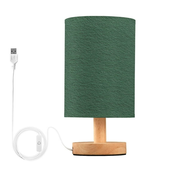 Small Table Lamp LED Bedside Nightstand Lamps with Fabric Shade Decor Desk Lamp for Living Room Bedroom Office Dark Green Felt