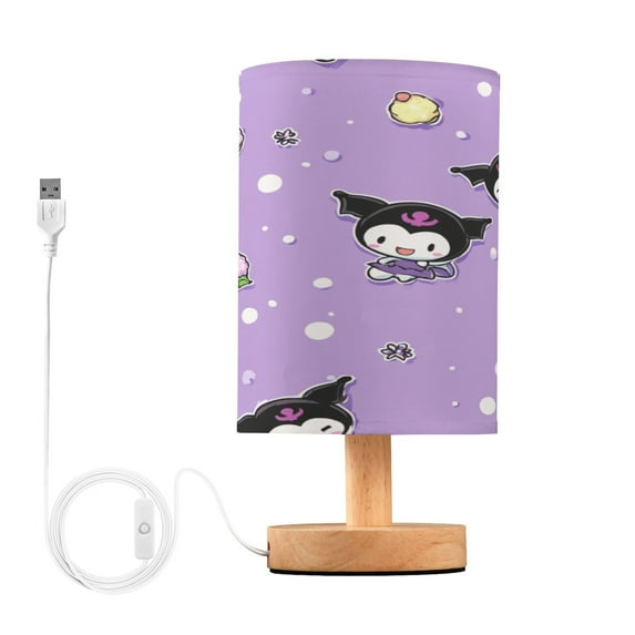 Small Table Lamp LED Bedside Nightstand Lamps with Fabric Shade Decor Desk Lamp for Living Room Bedroom Office Kuromi and Ice Cream