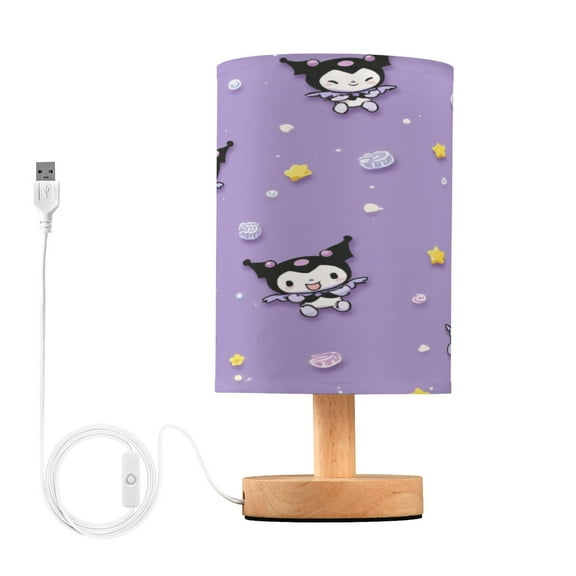 Small Table Lamp LED Bedside Nightstand Lamps with Fabric Shade Decor Desk Lamp for Living Room Bedroom Office Kuromi with Star