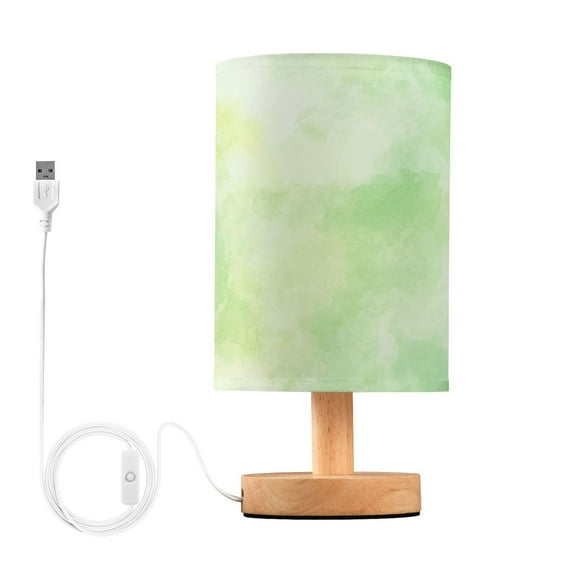 Small Table Lamp LED Bedside Nightstand Lamps with Fabric Shade Decor Desk Lamp for Living Room Bedroom Office Light Green Soft Pastel Watercolor