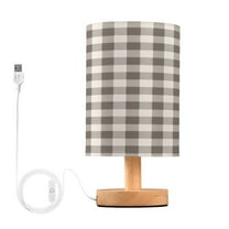 Small Table Lamp LED Bedside Nightstand Lamps with Fabric Shade Decor Desk Lamp for Living Room Bedroom Office Neautral Gingham Pattern