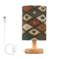 Small Table Lamp LED Bedside Nightstand Lamps with Fabric Shade Decor Desk Lamp for Living Room Bedroom Office Skull Star Card