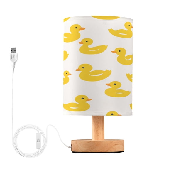 Small Table Lamp LED Bedside Nightstand Lamps with Fabric Shade Decor Desk Lamp for Living Room Bedroom Office Yellow Duck Toy