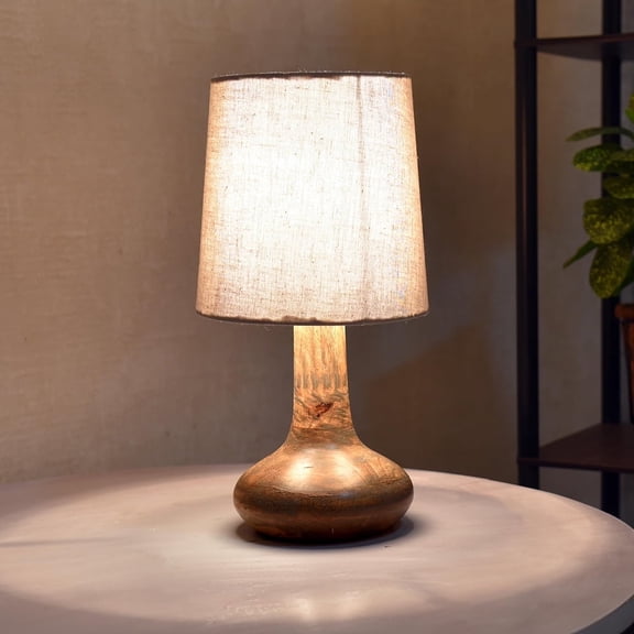 Small Table Lamp for Bedroom Living Room Simple Retro Wood Grain Farmhouse Bedside Lamps Suitable for Nightstand, Gift, Teardrop, Gray Distress