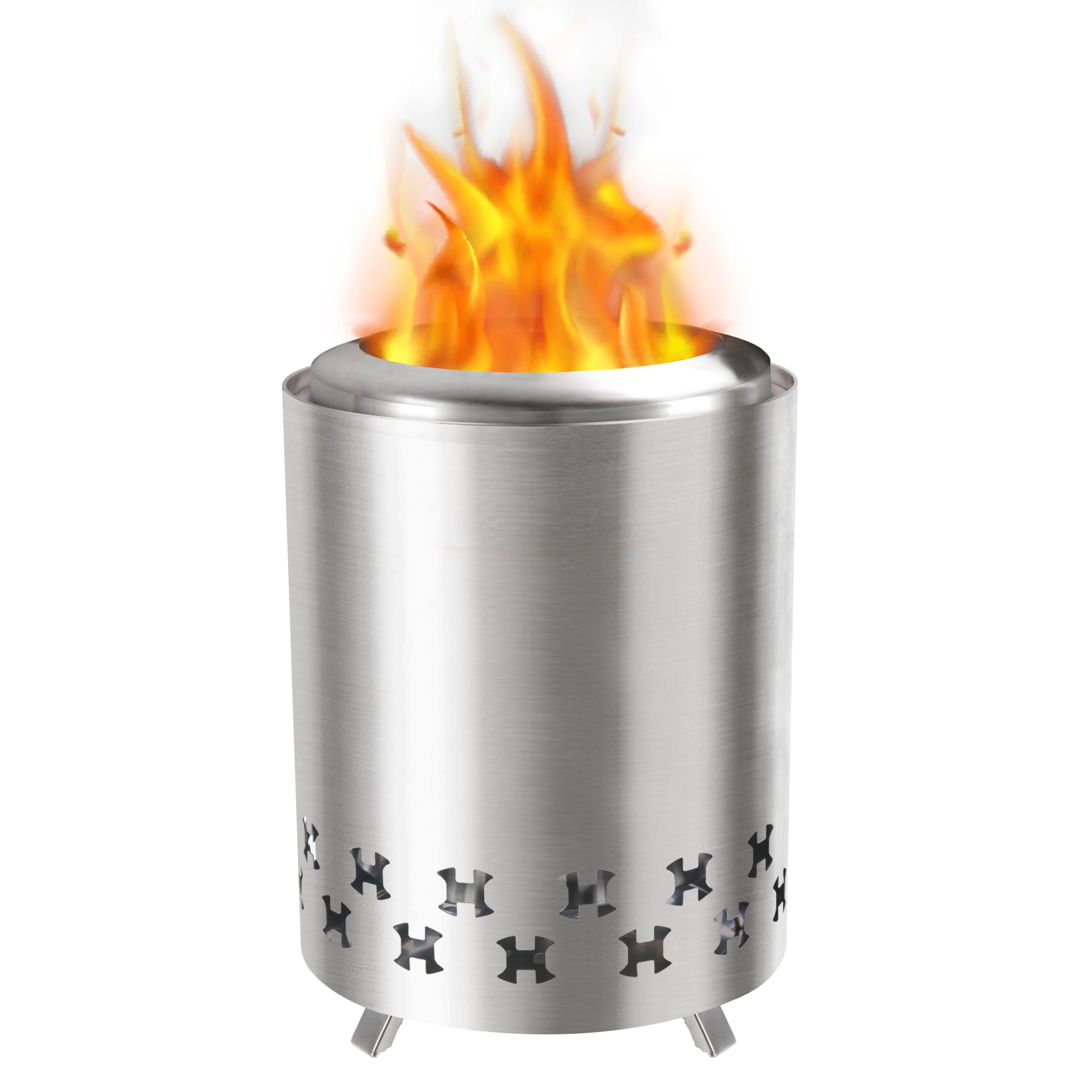 Small Tabletop Fire Pit, Smokeless Table Top Firepit, Portable Mini Stove with Carry Bag for Camping Backyard Patio Garden Picnic, Fueled by Pellets or Wood, Stainless Steel