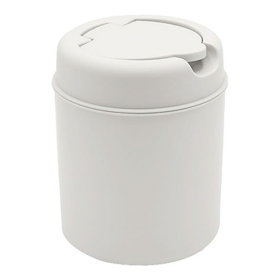 Small Tabletop Can with Swing Lid â Mini Round Waste Basket for Office Desk, Bathroom Counter, or Bedroom Nightstand â Covered Garbage Bin