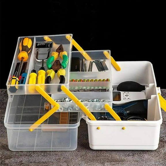Small Tackle Box with 2 Tray Hardware Organizer Portable Multipurpose Storage Box for Snacks Screws Nuts Lure Case A