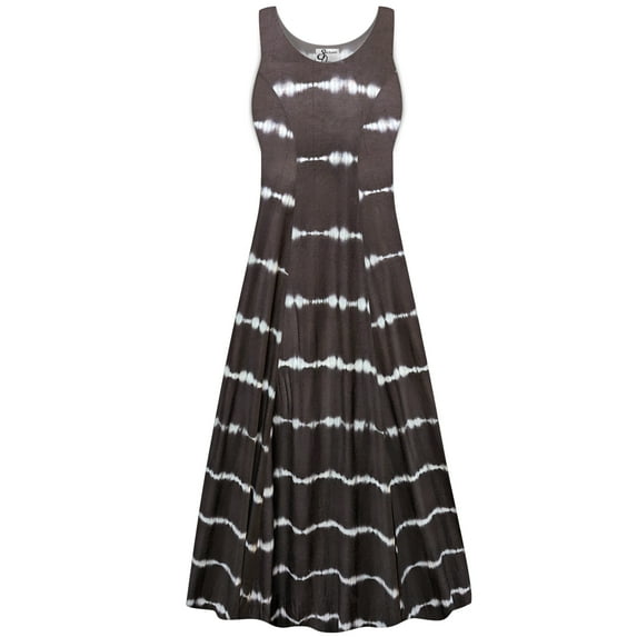 Small Tall Womens Dress Brown Wavelength Print Sleeveless Princess Cut