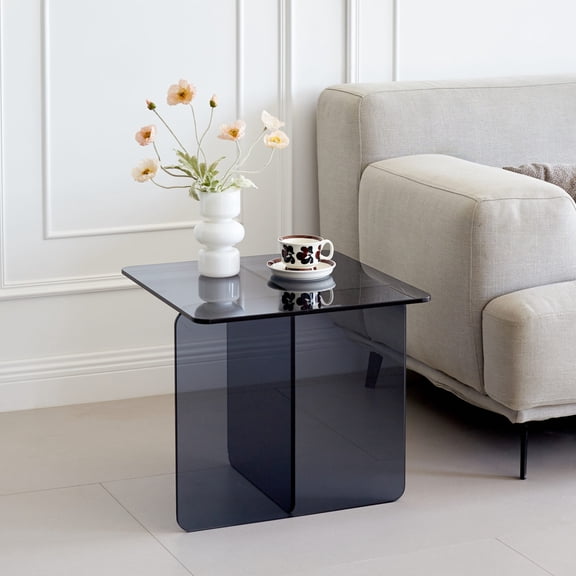 Small Tea Table with Smoke Glass / Used in Kitchen & Dining Room / Wipe Fingerprints Off Easily