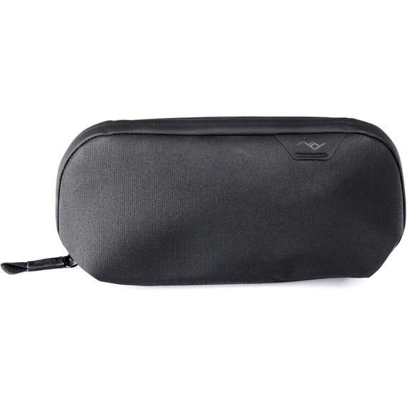 Small Tech Pouch, Black, Electronics Organizer for Travel or Everyday Carry, Origami-Style Storage, Cable Pass-Through, Weatherproof Recycled Nylon, Gear Carry Bag Men and Women